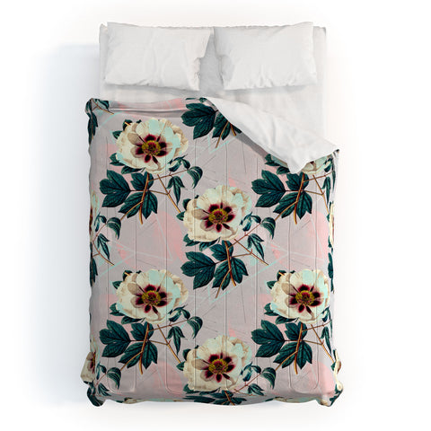 Marta Barragan Camarasa Flowery blooming with geometric Comforter