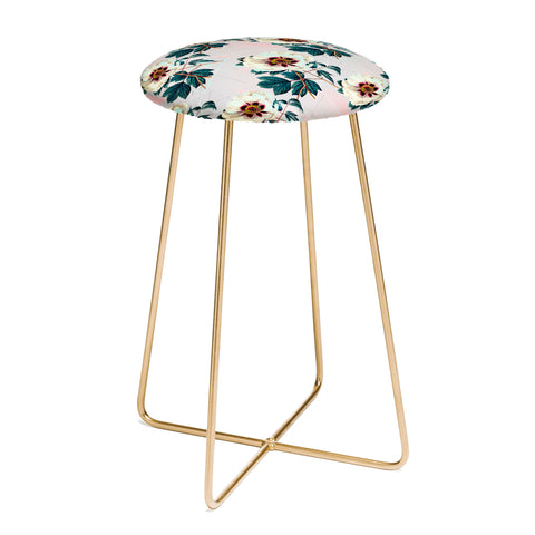 Marta Barragan Camarasa Flowery blooming with geometric Counter Stool