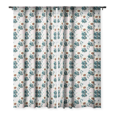 Marta Barragan Camarasa Flowery blooming with geometric Sheer Window Curtain
