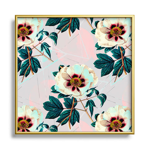 Marta Barragan Camarasa Flowery blooming with geometric Square Metal Framed Art Print