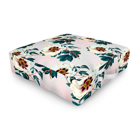 Marta Barragan Camarasa Flowery blooming with geometric Outdoor Floor Cushion