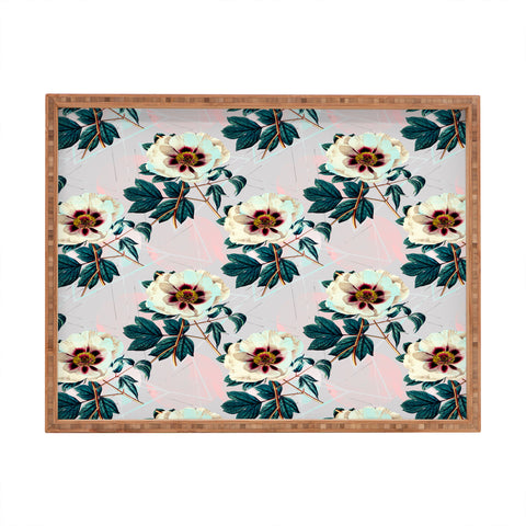 Marta Barragan Camarasa Flowery blooming with geometric Rectangular Tray
