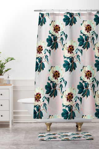 Marta Barragan Camarasa Flowery blooming with geometric Shower Curtain And Mat