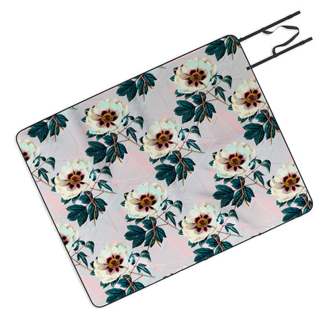 Marta Barragan Camarasa Flowery blooming with geometric Picnic Blanket