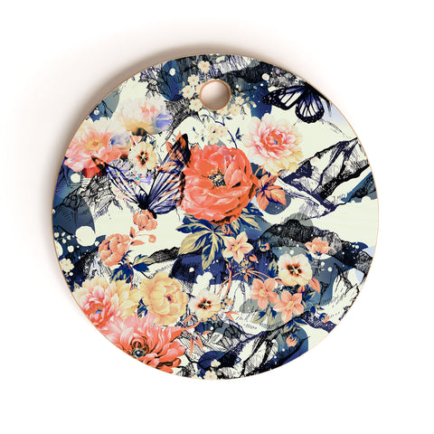 Marta Barragan Camarasa Flowery camo Cutting Board Round