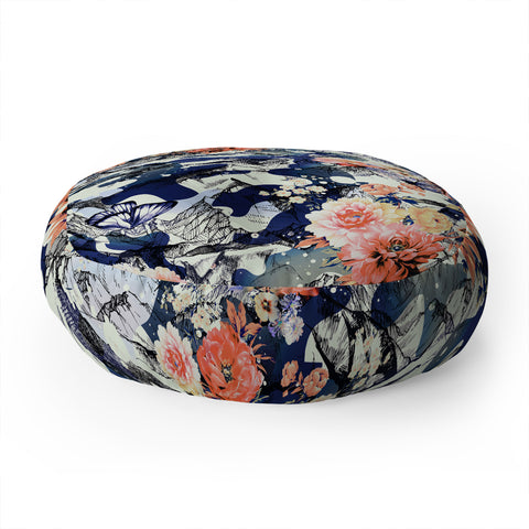 Marta Barragan Camarasa Flowery camo Floor Pillow Round