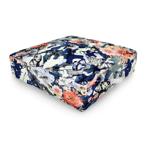 Marta Barragan Camarasa Flowery camo Outdoor Floor Cushion