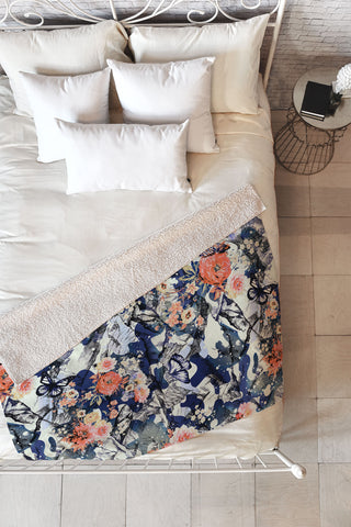 Marta Barragan Camarasa Flowery camo Fleece Throw Blanket