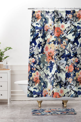 Marta Barragan Camarasa Flowery camo Shower Curtain And Mat