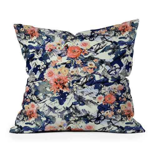 Marta Barragan Camarasa Flowery camo Throw Pillow