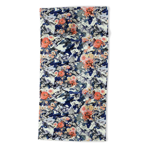Marta Barragan Camarasa Flowery camo Beach Towel
