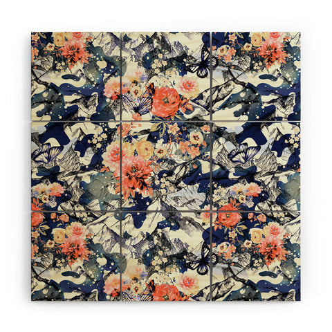 Marta Barragan Camarasa Flowery camo Wood Wall Mural
