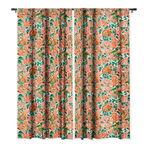 Marta Barragan Camarasa Flowery coral garden Blackout Window Curtain
