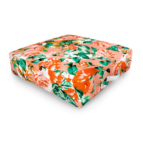 Marta Barragan Camarasa Flowery coral garden Outdoor Floor Cushion