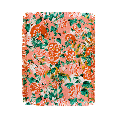 Marta Barragan Camarasa Flowery coral garden Throw Blanket