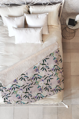 Marta Barragan Camarasa Flowery flowers pattern Fleece Throw Blanket