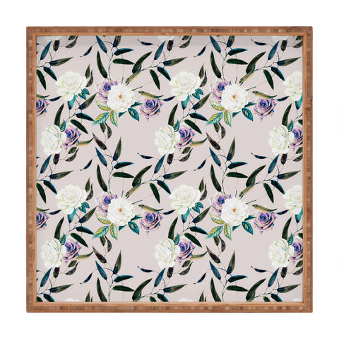 Marta Barragan Camarasa Flowery flowers pattern Square Tray