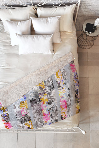Marta Barragan Camarasa Flowery Fractal Fleece Throw Blanket