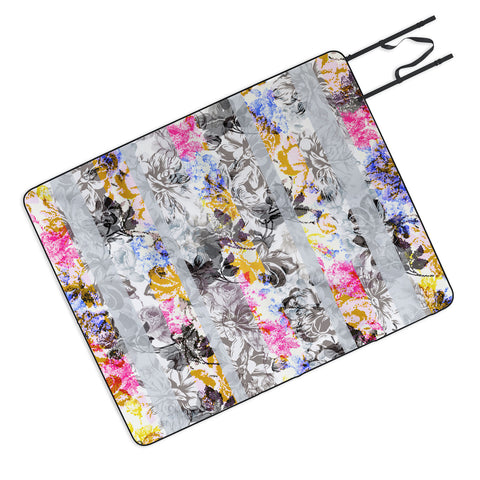 Marta Barragan Camarasa Flowery Fractal Picnic Blanket
