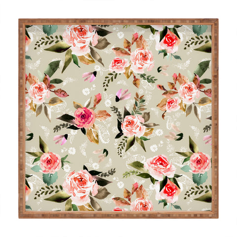 Marta Barragan Camarasa Flowery meadow bouquets Square Tray