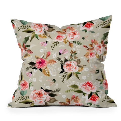 Marta Barragan Camarasa Flowery meadow bouquets Throw Pillow