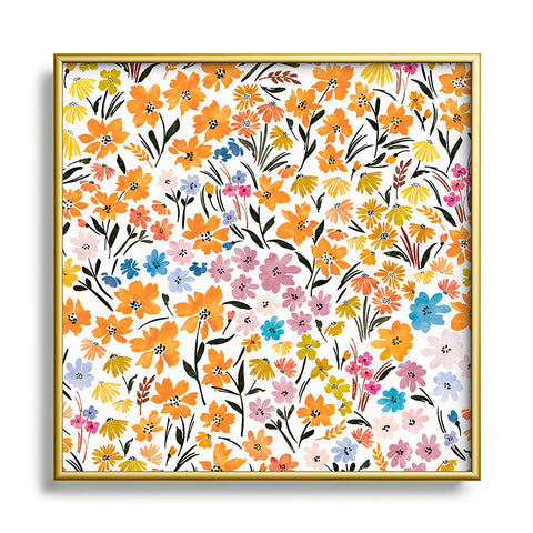 Marta Barragan Camarasa Flowery Meadow Colors Metal Square Framed Art Print