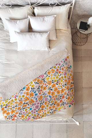 Marta Barragan Camarasa Flowery Meadow Colors Fleece Throw Blanket