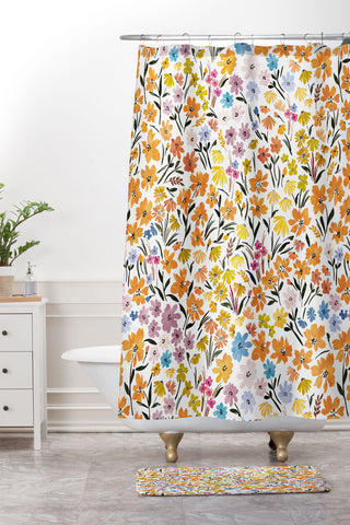 Marta Barragan Camarasa Flowery Meadow Colors Shower Curtain And Mat