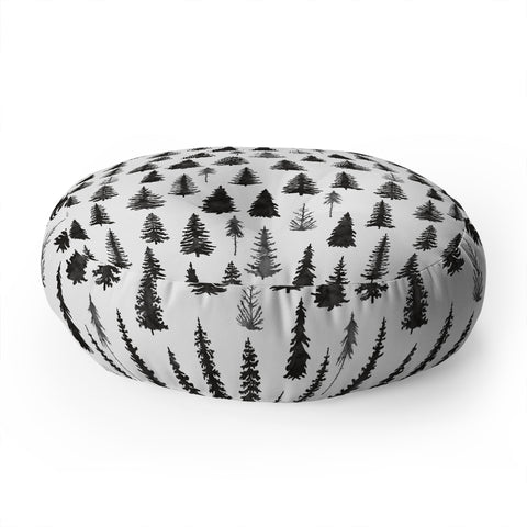 Marta Barragan Camarasa Forest in BW Floor Pillow Round