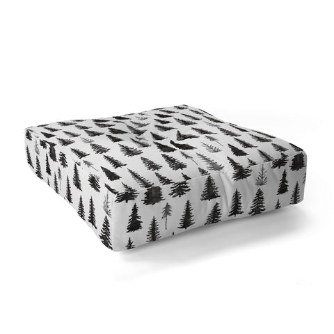 Marta Barragan Camarasa Forest in BW Floor Pillow Square