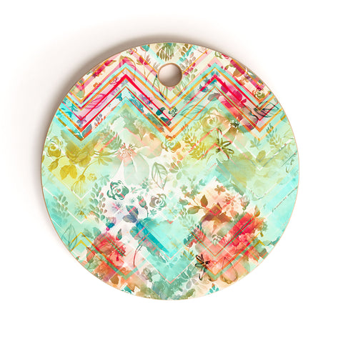 Marta Barragan Camarasa Fractal floral Cutting Board Round