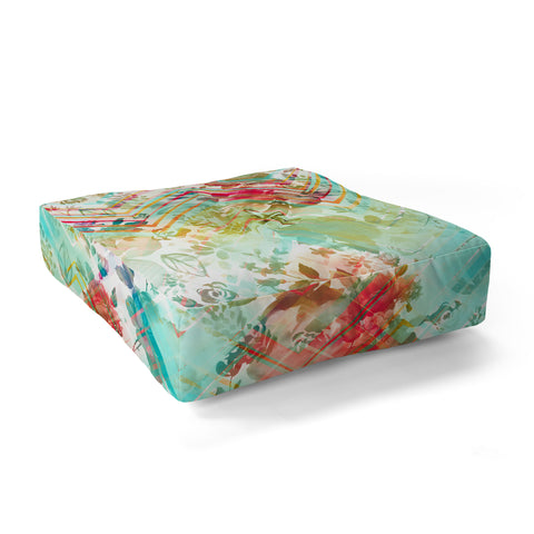 Marta Barragan Camarasa Fractal floral Floor Pillow Square