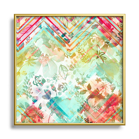 Marta Barragan Camarasa Fractal floral Square Metal Framed Art Print