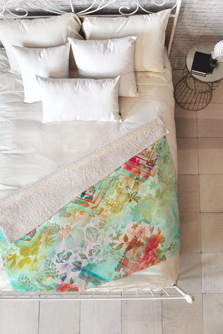 Marta Barragan Camarasa Fractal floral Fleece Throw Blanket