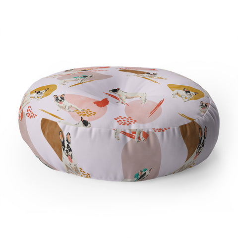 Marta Barragan Camarasa French bulldog pattern Floor Pillow Round