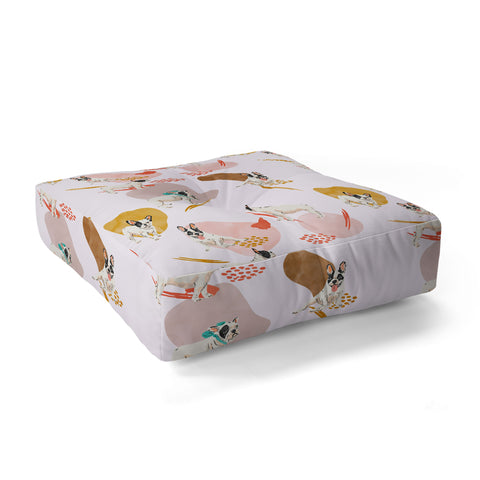 Marta Barragan Camarasa French bulldog pattern Floor Pillow Square