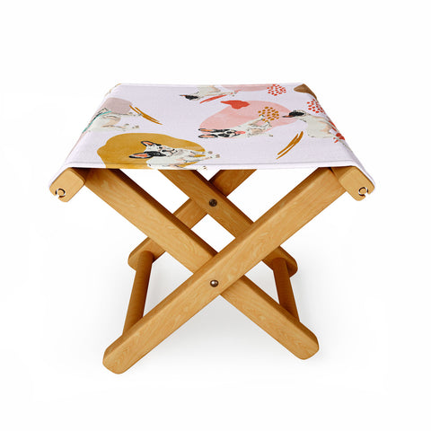 Marta Barragan Camarasa French bulldog pattern Folding Stool