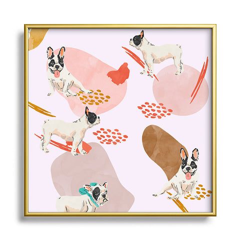 Marta Barragan Camarasa French bulldog pattern Metal Square Framed Art Print