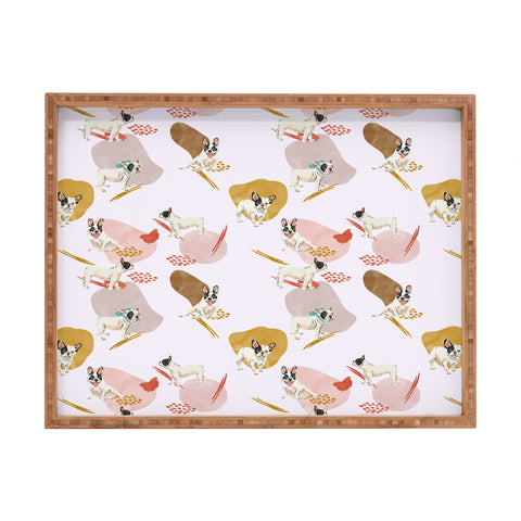 Marta Barragan Camarasa French bulldog pattern Rectangular Tray