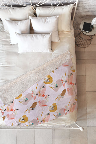 Marta Barragan Camarasa French bulldog pattern Fleece Throw Blanket