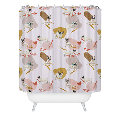 Marta Barragan Camarasa French bulldog pattern Shower Curtain