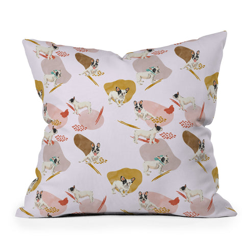 Marta Barragan Camarasa French bulldog pattern Outdoor Throw Pillow