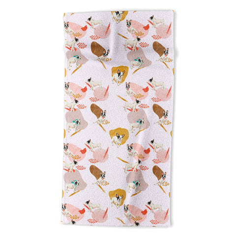 Marta Barragan Camarasa French bulldog pattern Beach Towel