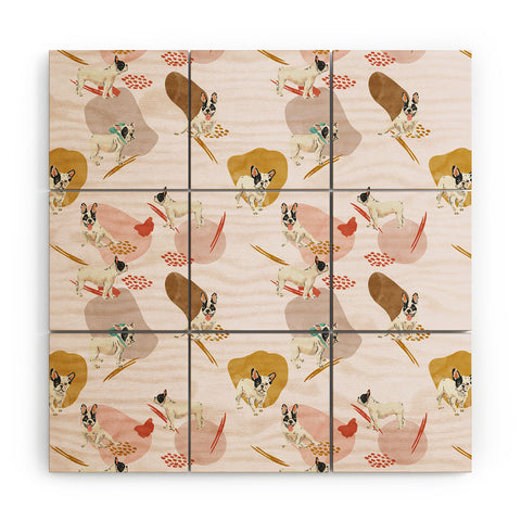 Marta Barragan Camarasa French bulldog pattern Wood Wall Mural