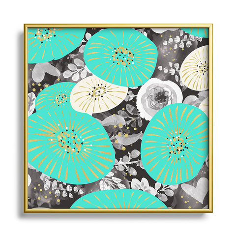 Marta Barragan Camarasa GALAXY OF FLOWERS Square Metal Framed Art Print