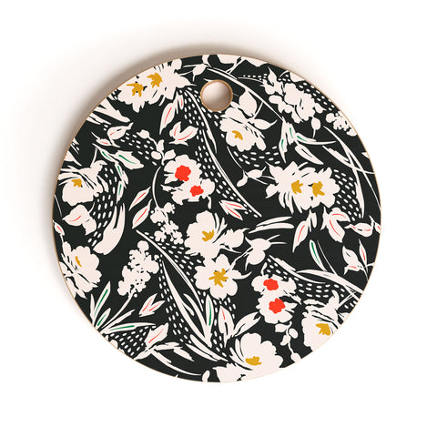 Marta Barragan Camarasa Garden floral brushstrokes Cutting Board Round