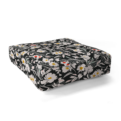 Marta Barragan Camarasa Garden floral brushstrokes Floor Pillow Square