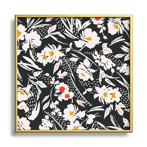Marta Barragan Camarasa Garden floral brushstrokes Square Metal Framed Art Print