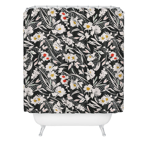 Marta Barragan Camarasa Garden floral brushstrokes Shower Curtain