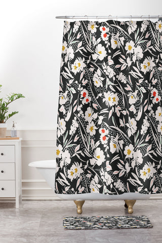 Marta Barragan Camarasa Garden floral brushstrokes Shower Curtain And Mat